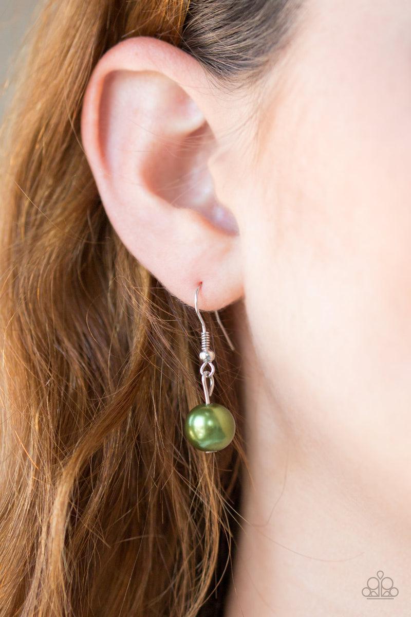 Uptown Talker Green & Silver Necklace - Paparazzi Accessories - free matching earrings -CarasShop.com - Paparazzi Jewelry by Cara Jewels