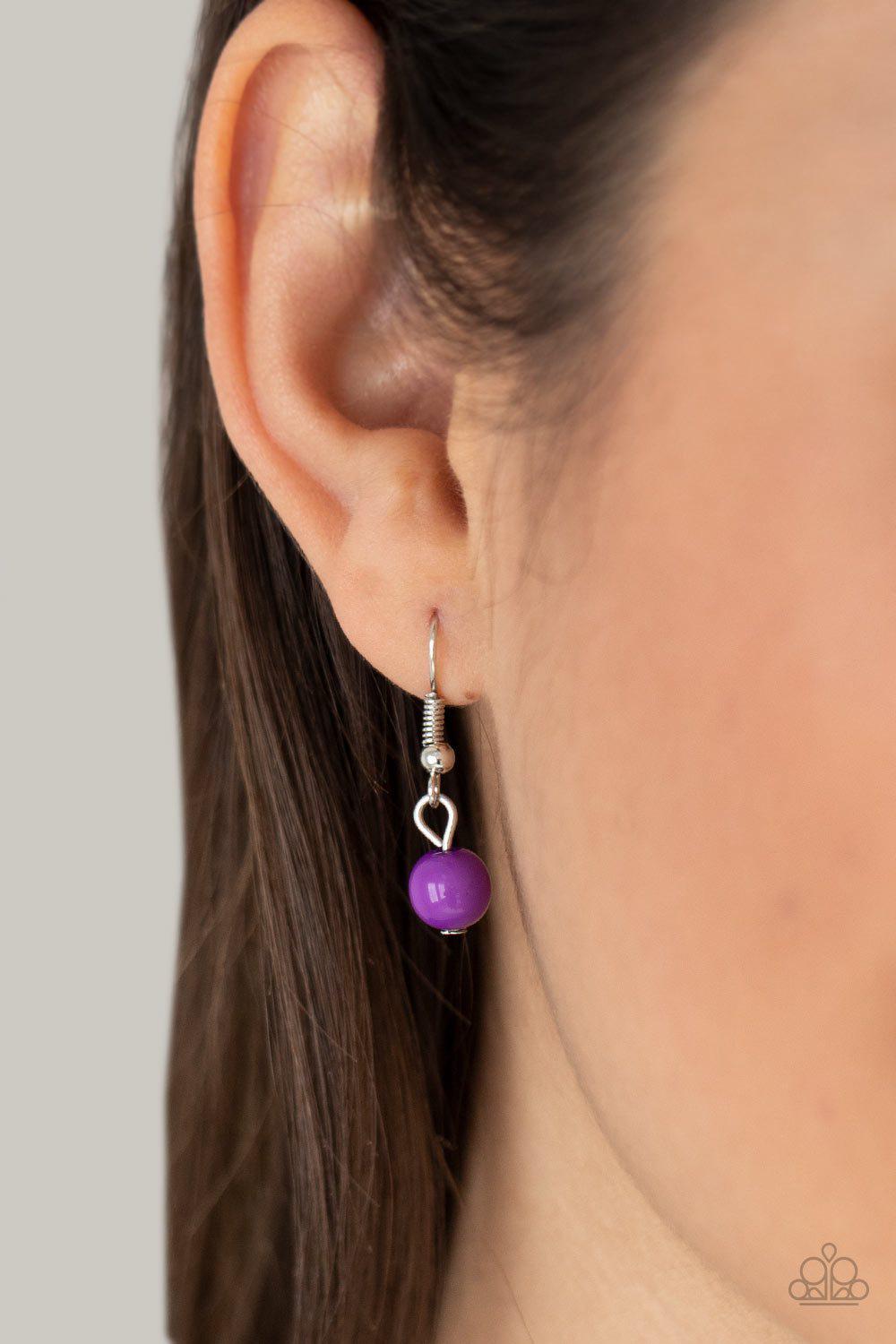 Vidi Vici VACATION Purple and Silver Necklace - Paparazzi Accessories - free matching earrings -CarasShop.com - Paparazzi Jewelry by Cara Jewels