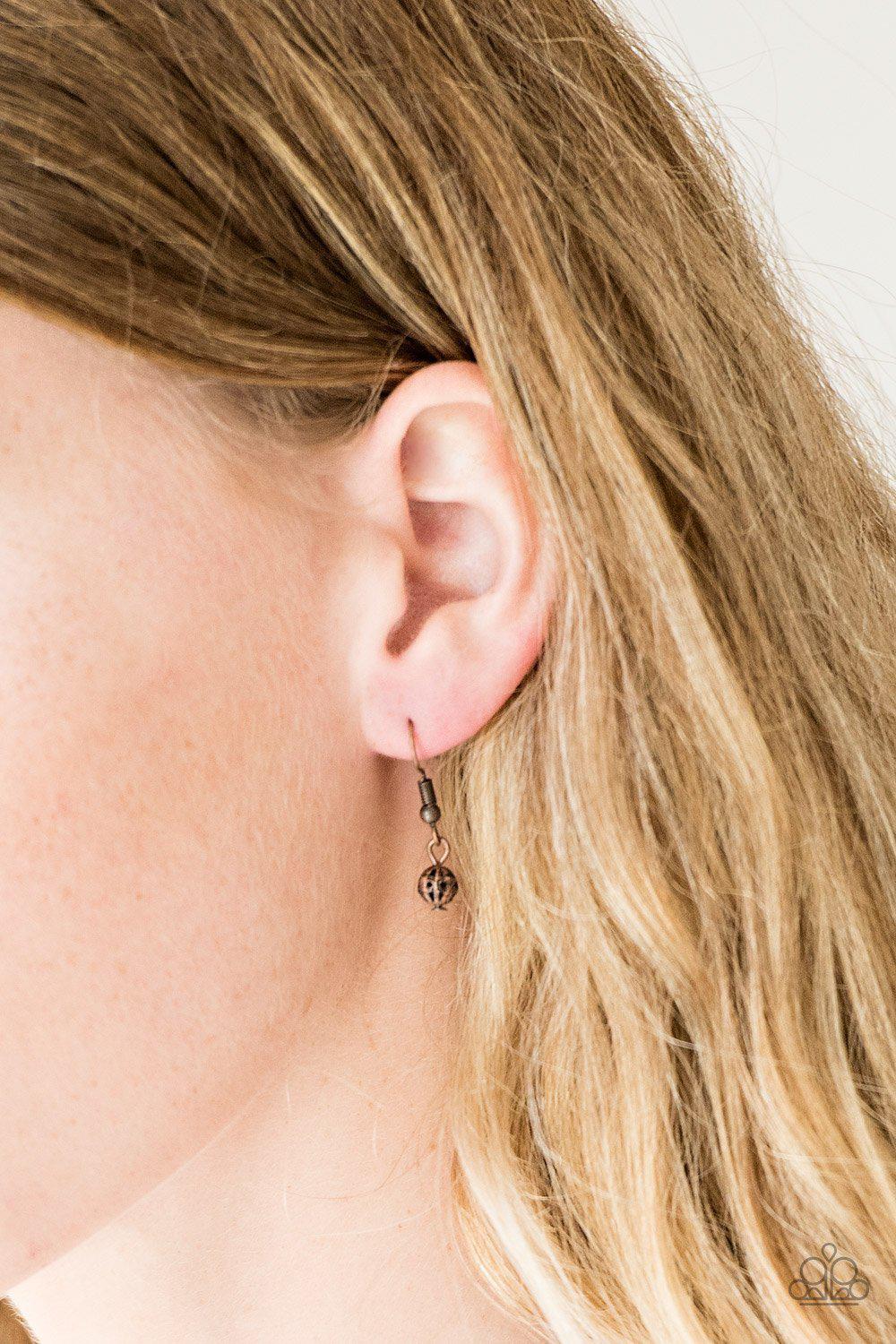 Vintage Gardens Copper Patina Finish Necklace - Paparazzi Accessories - free matching earrings -CarasShop.com - Paparazzi Jewelry by Cara Jewels