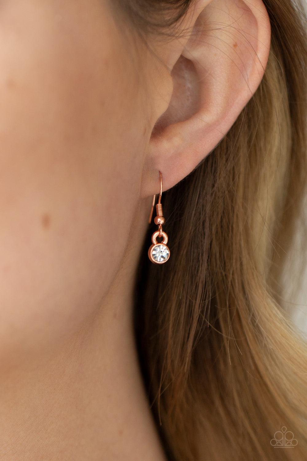 Vintage Royale Copper and Rhinestone Necklace - Paparazzi Accessories - free matching earrings -CarasShop.com - Paparazzi Jewelry by Cara Jewels