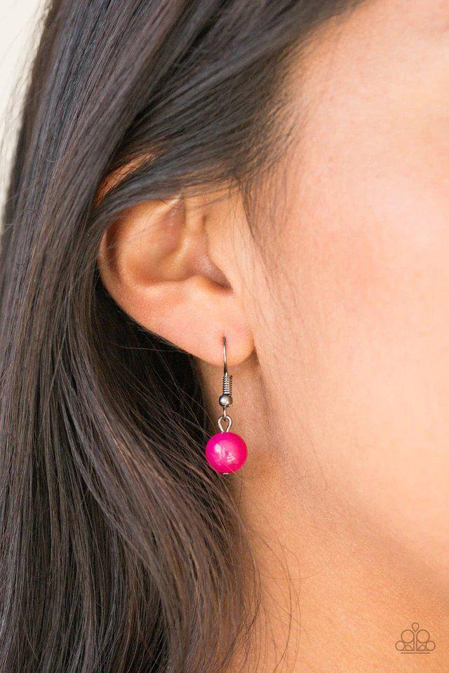 Watch Me Now Pink Necklace - Paparazzi Accessories - free matching earrings -CarasShop.com - Paparazzi Jewelry by Cara Jewels