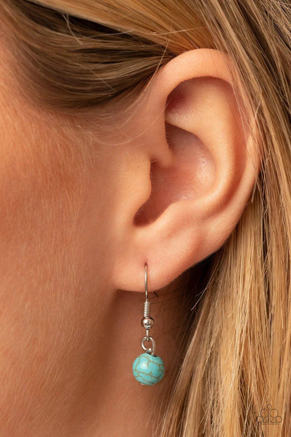 Winslow Wanderer Turquoise Blue Stone Necklace - Paparazzi Accessories - free matching earrings -CarasShop.com - Paparazzi Jewelry by Cara Jewels