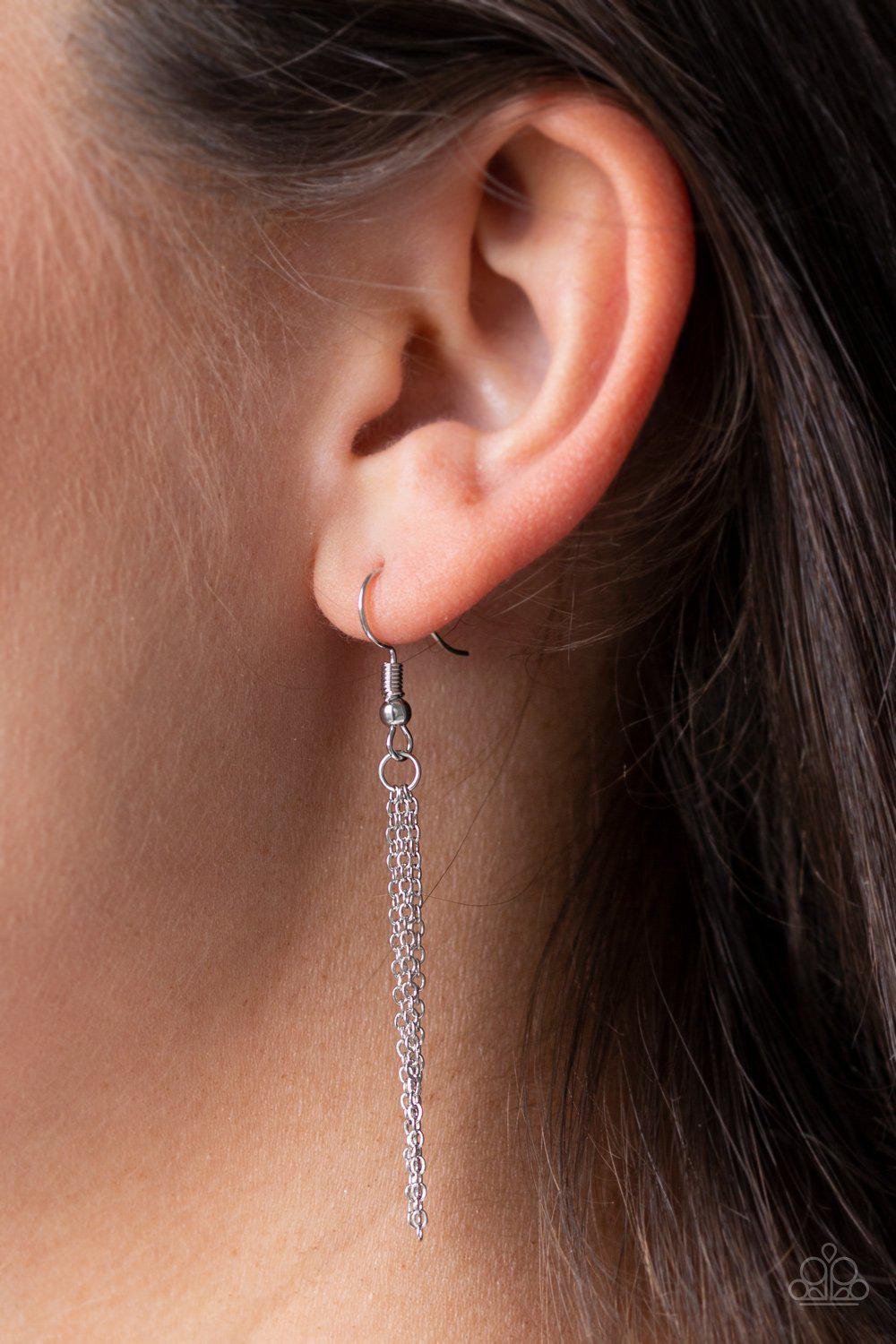 Work The ROAM Black and Silver Fringe Necklace - Paparazzi Accessories - free matching earrings -CarasShop.com - Paparazzi Jewelry by Cara Jewels