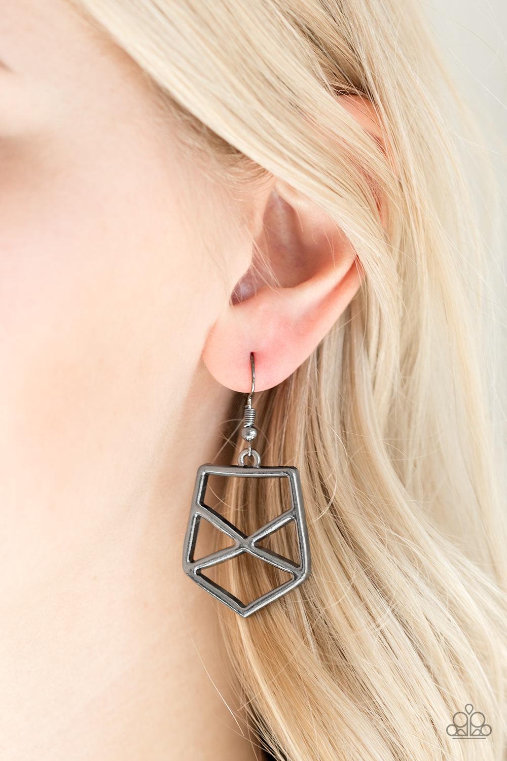 World Shattering Gunmetal Black Necklace - Paparazzi Accessories - free matching earrings -CarasShop.com - Paparazzi Jewelry by Cara Jewels