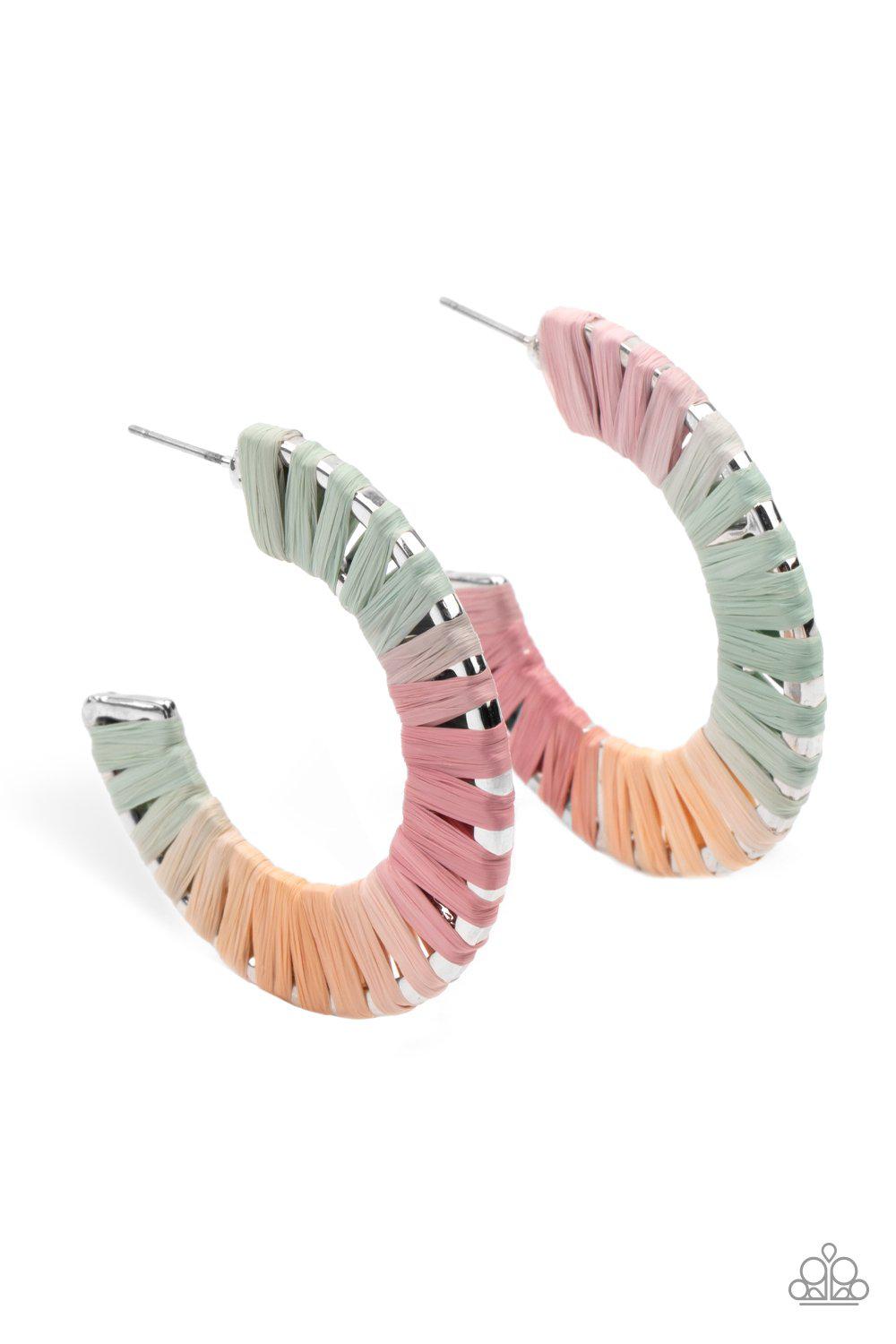 A Chance of RAINBOWS Multi Woven Hoop Earrings - Paparazzi Accessories- lightbox - CarasShop.com - Paparazzi Jewelry by Cara Jewels