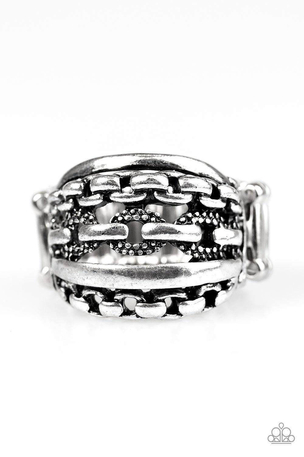 A Chic Reaction Silver Ring - Paparazzi Accessories- lightbox - CarasShop.com - Paparazzi Jewelry by Cara Jewels