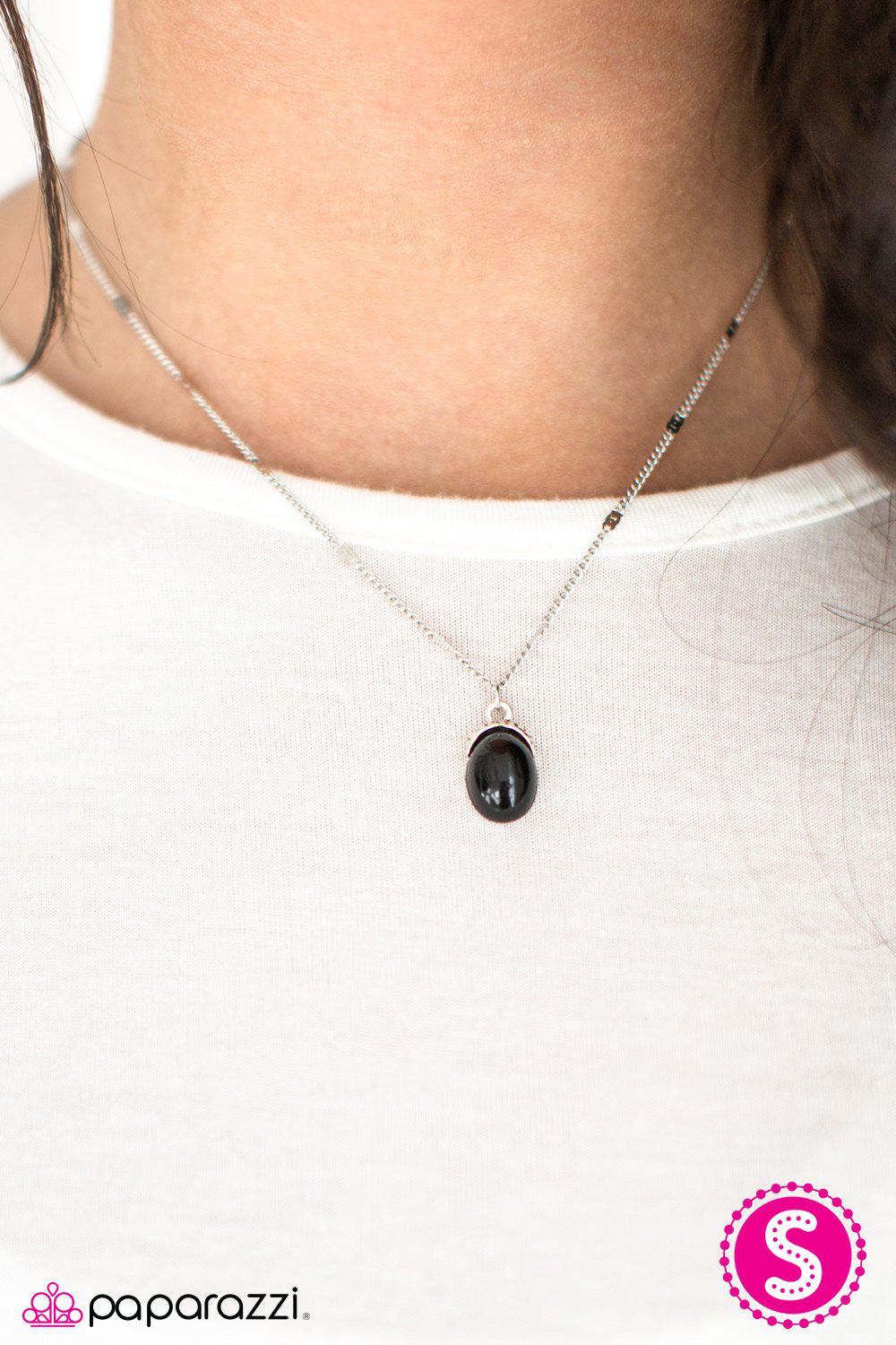 A Colorful Life Black and Silver Necklace - Paparazzi Accessories- on model - CarasShop.com - Paparazzi Jewelry by Cara Jewels