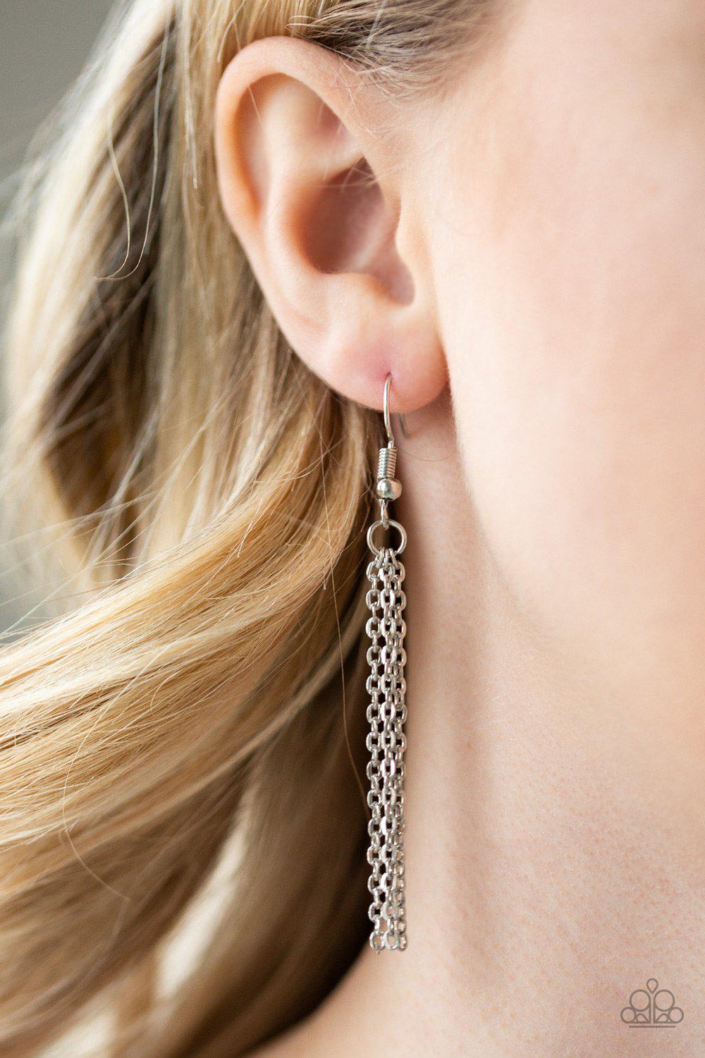 A Dazzling Distraction Blue Rhinestone Pendant Necklace - Paparazzi Accessories- free matching earrings -CarasShop.com - Paparazzi Jewelry by Cara Jewels