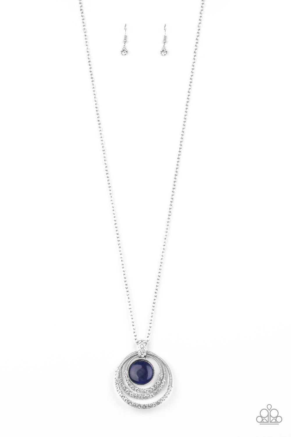 A Diamond A Day Blue Cat's Eye Pendant Necklace - Paparazzi Accessories- lightbox - CarasShop.com - Paparazzi Jewelry by Cara Jewels
