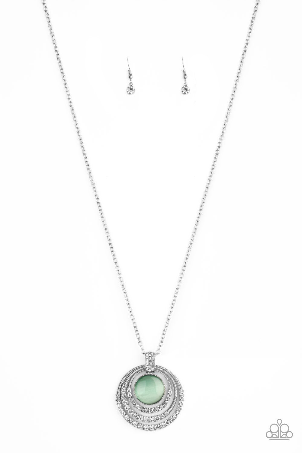 A Diamond A Day Green Cat's Eye Pendant Necklace - Paparazzi Accessories- lightbox - CarasShop.com - Paparazzi Jewelry by Cara Jewels