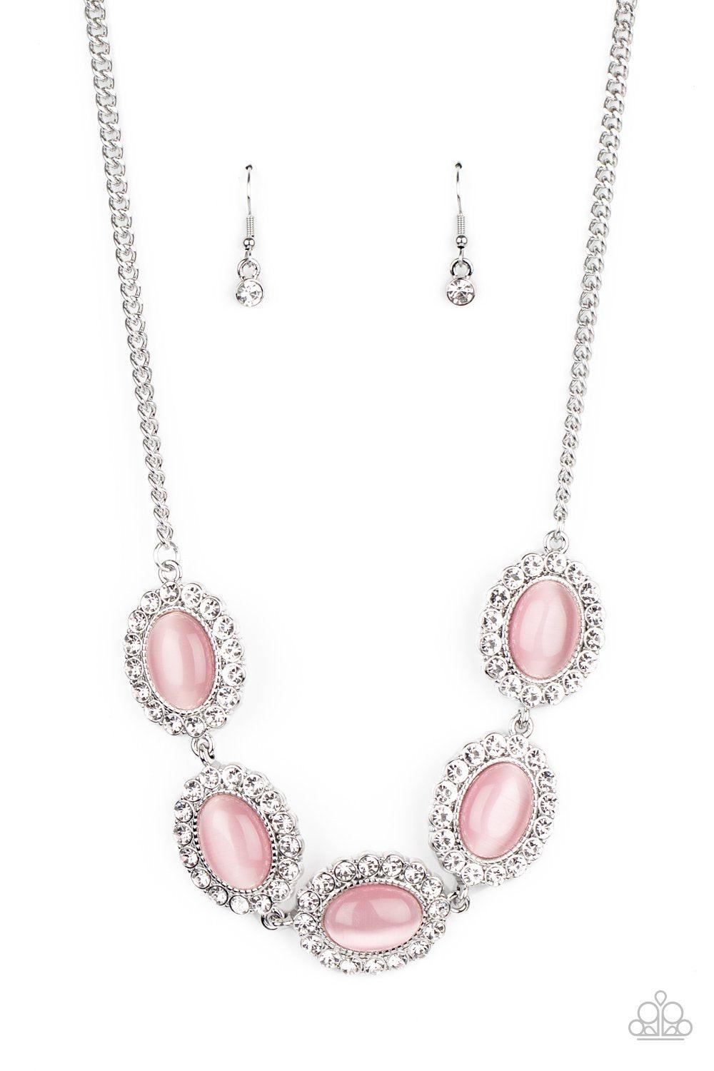 A DIVA-ttitude Adjustment Pink Cat's Eye Necklace - Paparazzi Accessories- lightbox - CarasShop.com - Paparazzi Jewelry by Cara Jewels