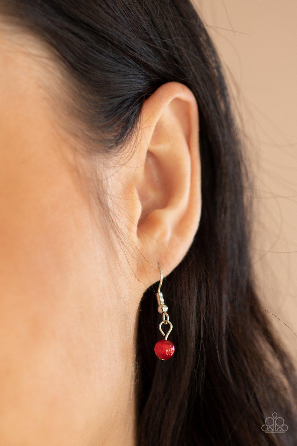 A Dream is a Wish Your Heart Makes Red Cat's Eye Stone Heart Necklace - Paparazzi Accessories - free matching earrings -CarasShop.com - Paparazzi Jewelry by Cara Jewels