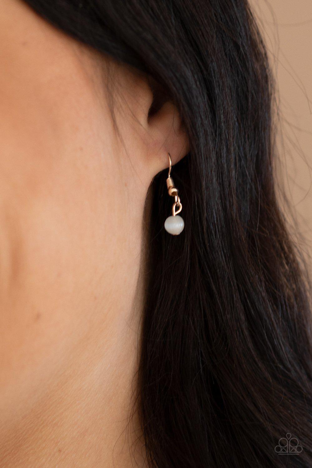 A Dream is a Wish Your Heart Makes Rose Gold Cat's Eye Heart Necklace - Paparazzi Accessories - free matching earrings -CarasShop.com - Paparazzi Jewelry by Cara Jewels