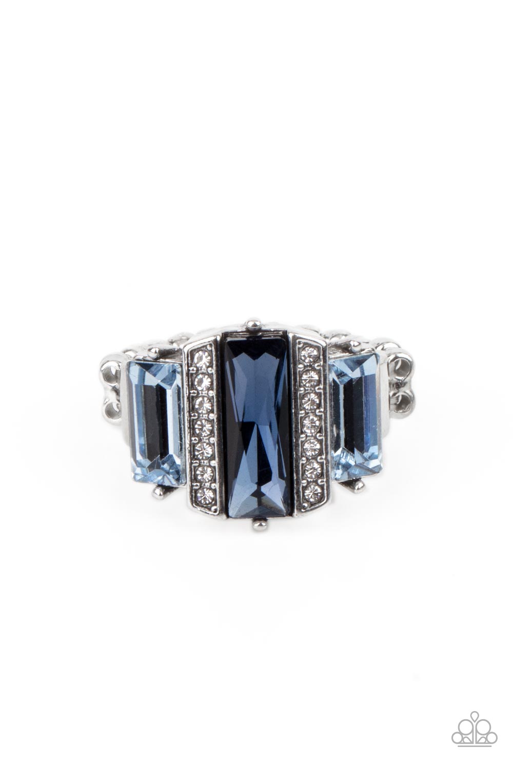 A GLITZY Verdict Blue Rhinestone Ring - Paparazzi Accessories- lightbox - CarasShop.com - Paparazzi Jewelry by Cara Jewels