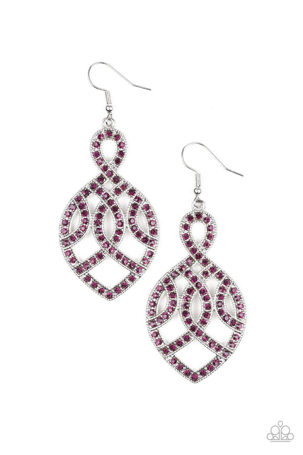A Grand Statement Purple Earrings - Paparazzi Accessories- lightbox - CarasShop.com - Paparazzi Jewelry by Cara Jewels