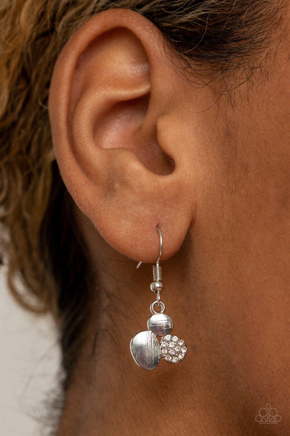 A Hard LUXE Story Silver and White Rhinestone Necklace - Paparazzi Accessories - free matching earrings -CarasShop.com - Paparazzi Jewelry by Cara Jewels