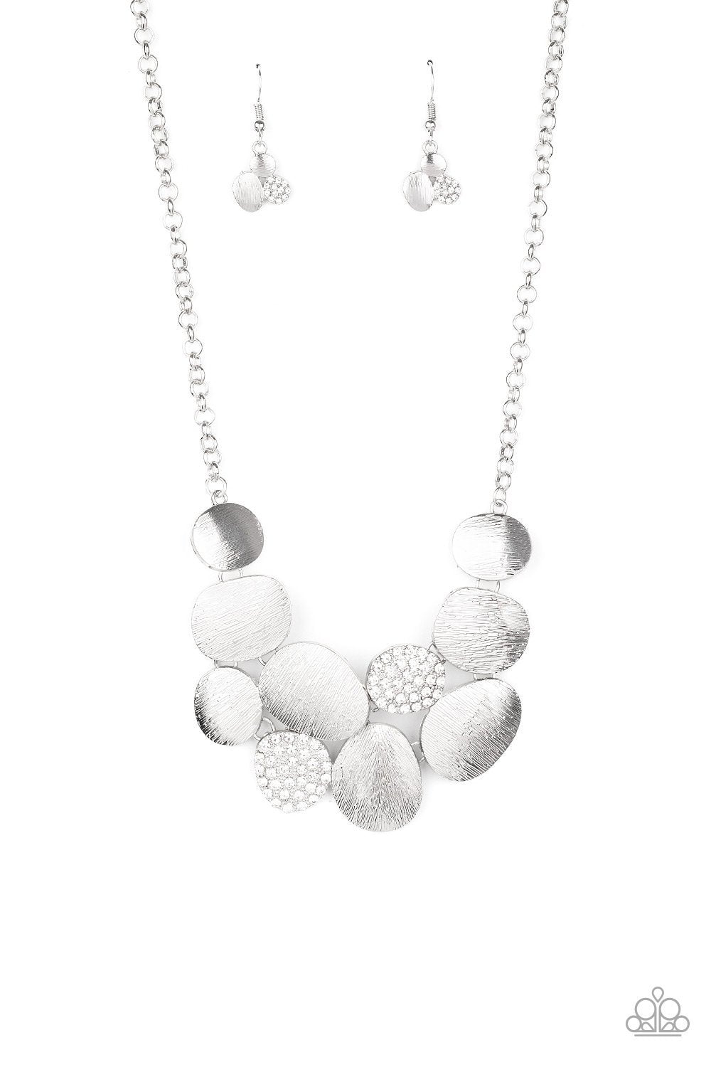 A Hard LUXE Story Silver and White Rhinestone Necklace - Paparazzi Accessories- lightbox - CarasShop.com - Paparazzi Jewelry by Cara Jewels