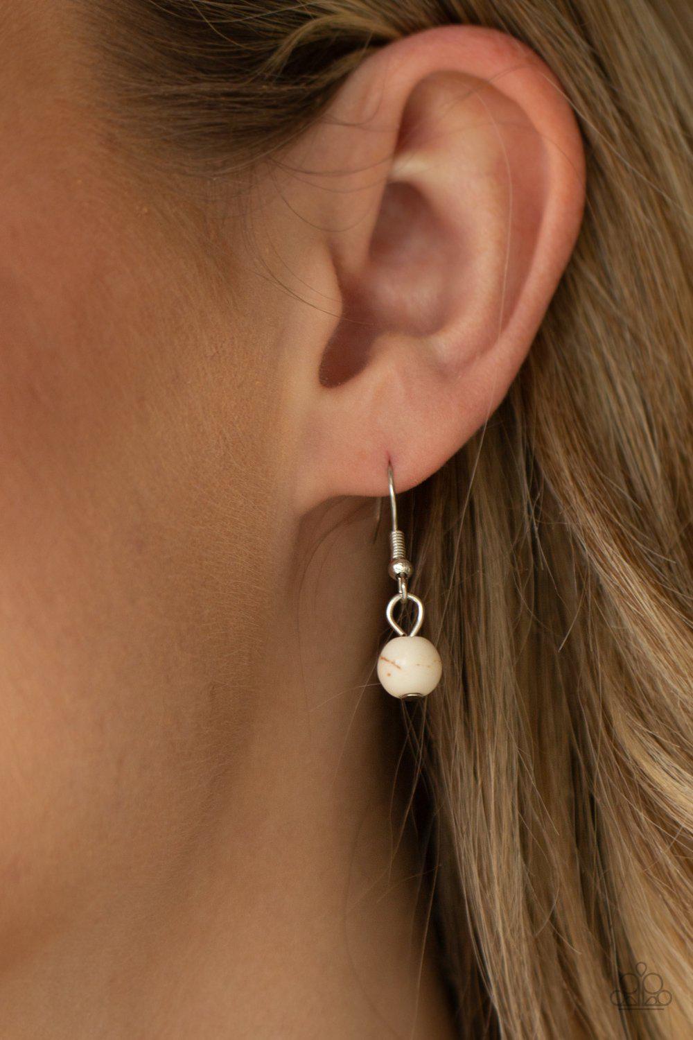 A Heart Of Stone White Stone Heart Necklace - Paparazzi Accessories - free matching earrings -CarasShop.com - Paparazzi Jewelry by Cara Jewels