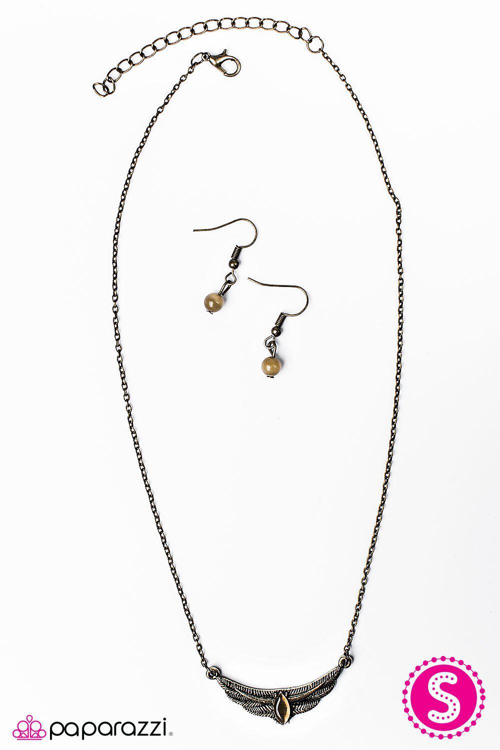 A Nile Away Brass Moonstone Necklace - Paparazzi Accessories- lightbox - CarasShop.com - Paparazzi Jewelry by Cara Jewels