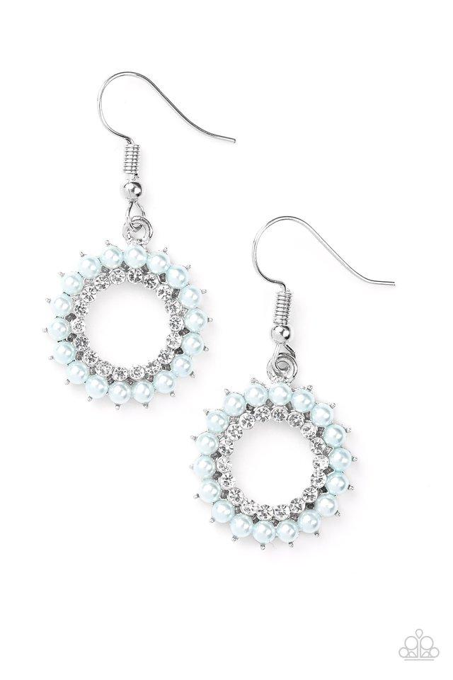 A Proper Lady Blue Pearl Earrings - Paparazzi Accessories- lightbox - CarasShop.com - Paparazzi Jewelry by Cara Jewels