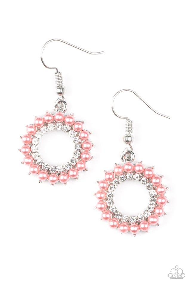 A Proper Lady Coral Pearl Earrings - Paparazzi Accessories- lightbox - CarasShop.com - Paparazzi Jewelry by Cara Jewels