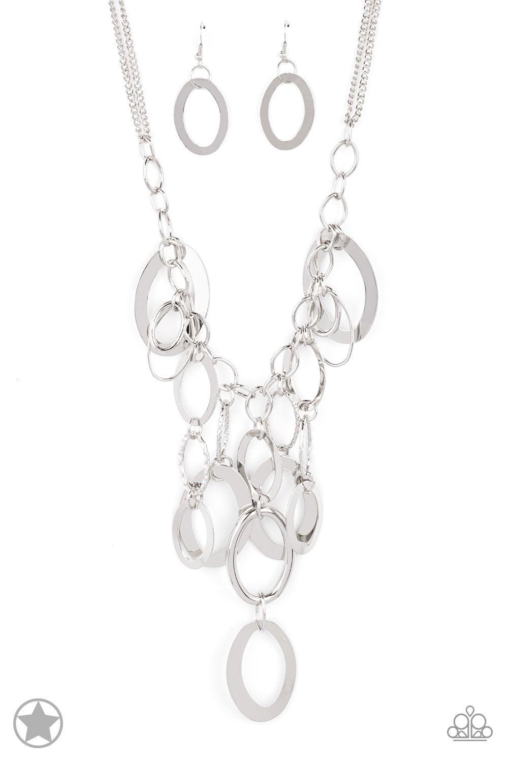 A Silver Spell Silver Necklace and matching Earrings - Paparazzi Accessories- lightbox - CarasShop.com - Paparazzi Jewelry by Cara Jewels