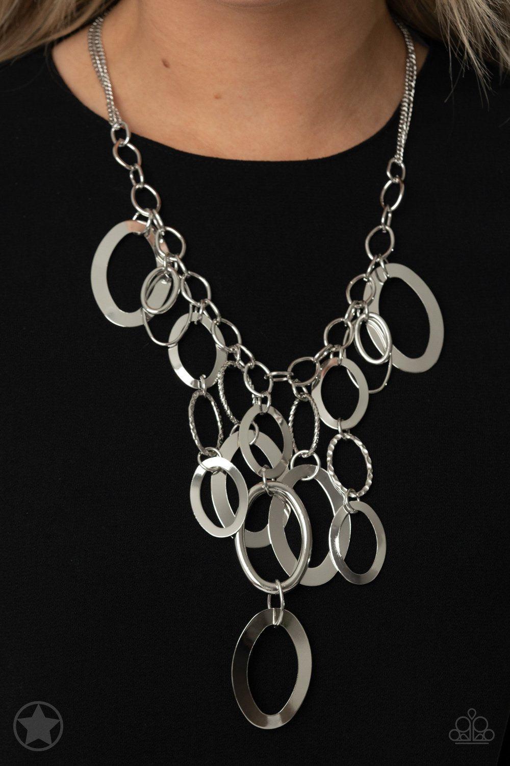 A Silver Spell Silver Necklace and matching Earrings - Paparazzi Accessories- lightbox - CarasShop.com - Paparazzi Jewelry by Cara Jewels