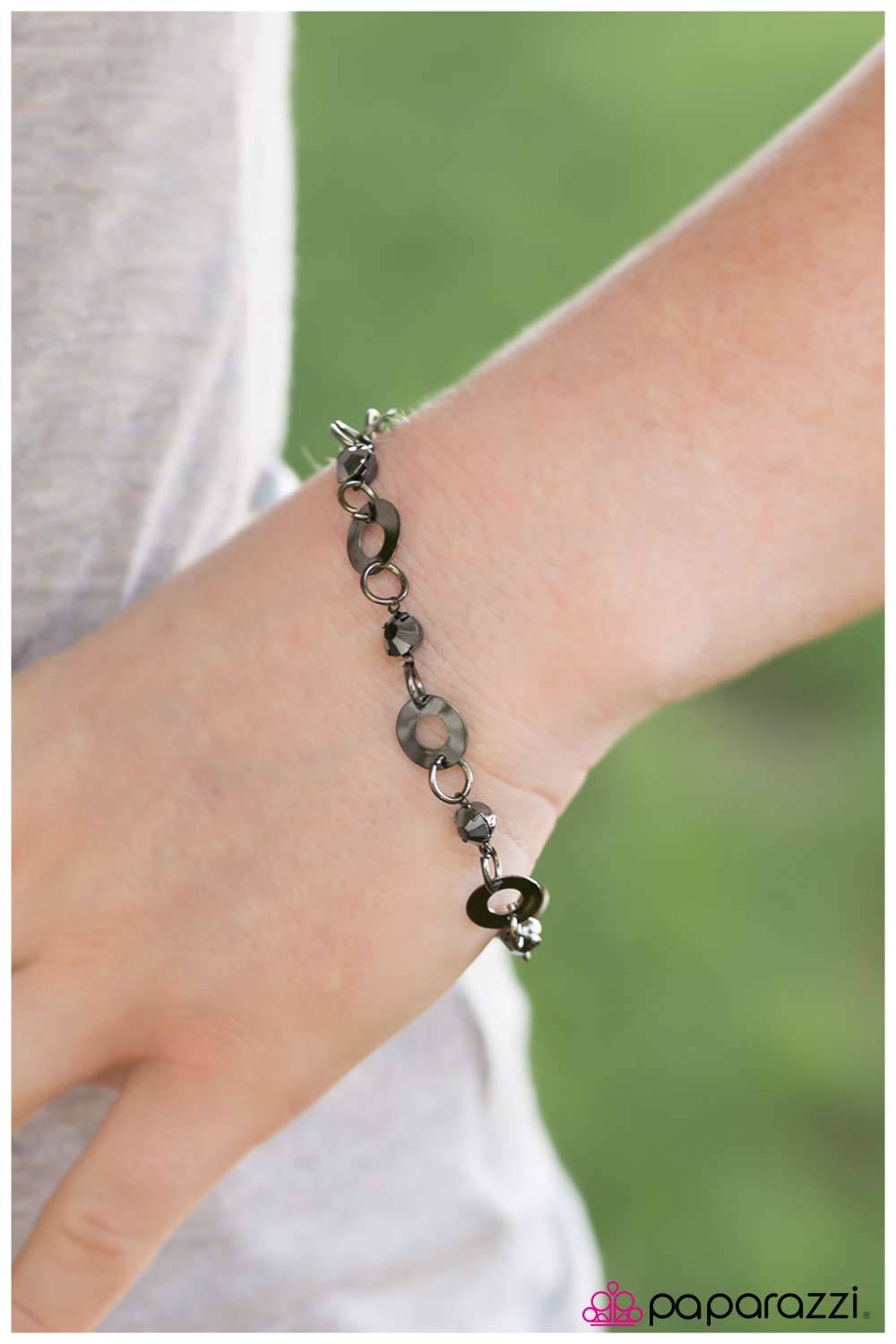A Simple Observation Gunmetal Black Bracelet - Paparazzi Accessories- on model - CarasShop.com - Paparazzi Jewelry by Cara Jewels