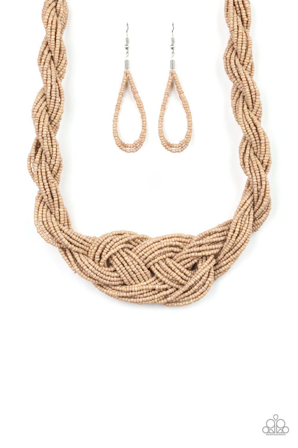 A Standing Ovation Brown Seed Bead Necklace - Paparazzi Accessories- lightbox - CarasShop.com - Paparazzi Jewelry by Cara Jewels