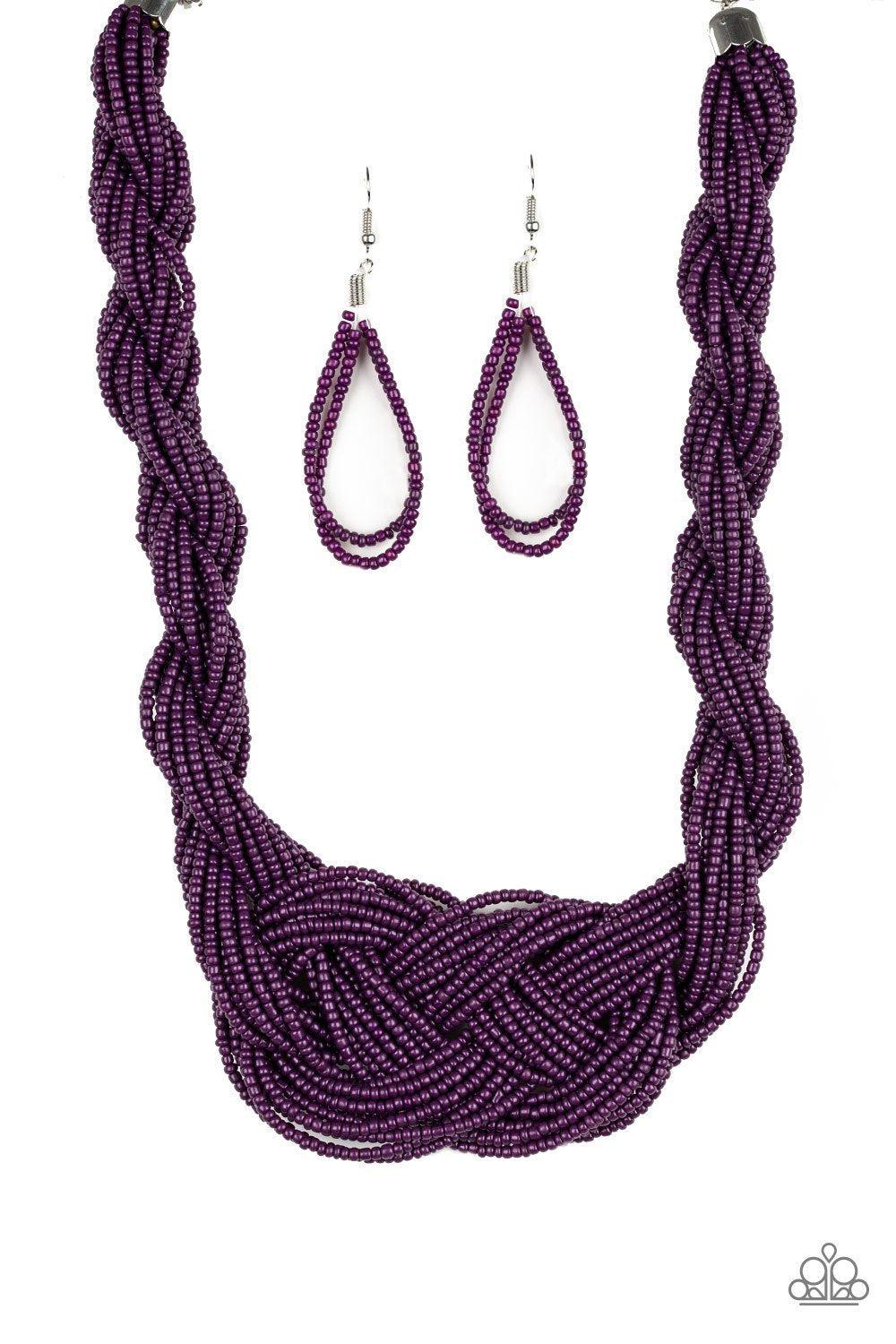 A Standing Ovation Plum Purple Seed Bead Necklace - Paparazzi Accessories- lightbox - CarasShop.com - Paparazzi Jewelry by Cara Jewels