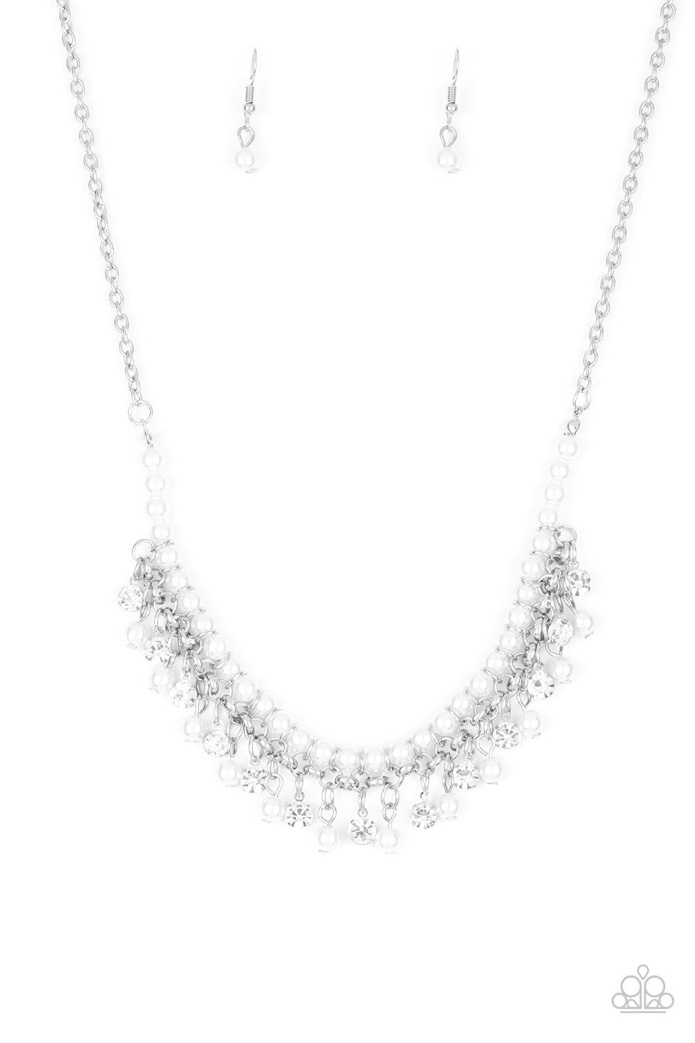 A Touch of CLASSY White Pearl Necklace - Paparazzi Accessories- lightbox - CarasShop.com - Paparazzi Jewelry by Cara Jewels