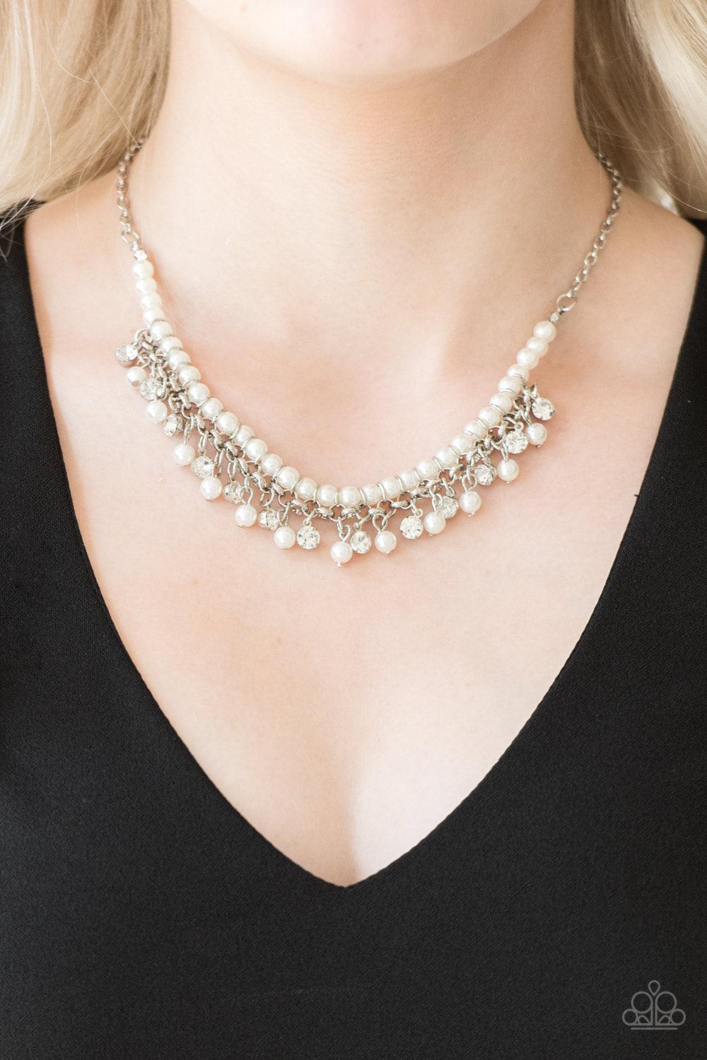A Touch of CLASSY White Pearl Necklace - Paparazzi Accessories- lightbox - CarasShop.com - Paparazzi Jewelry by Cara Jewels