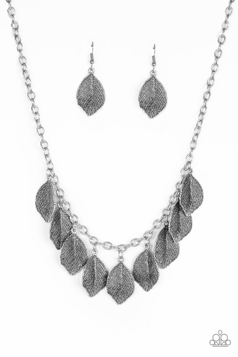 A True Be-LEAF-er Silver Necklace - Paparazzi Accessories- lightbox - CarasShop.com - Paparazzi Jewelry by Cara Jewels