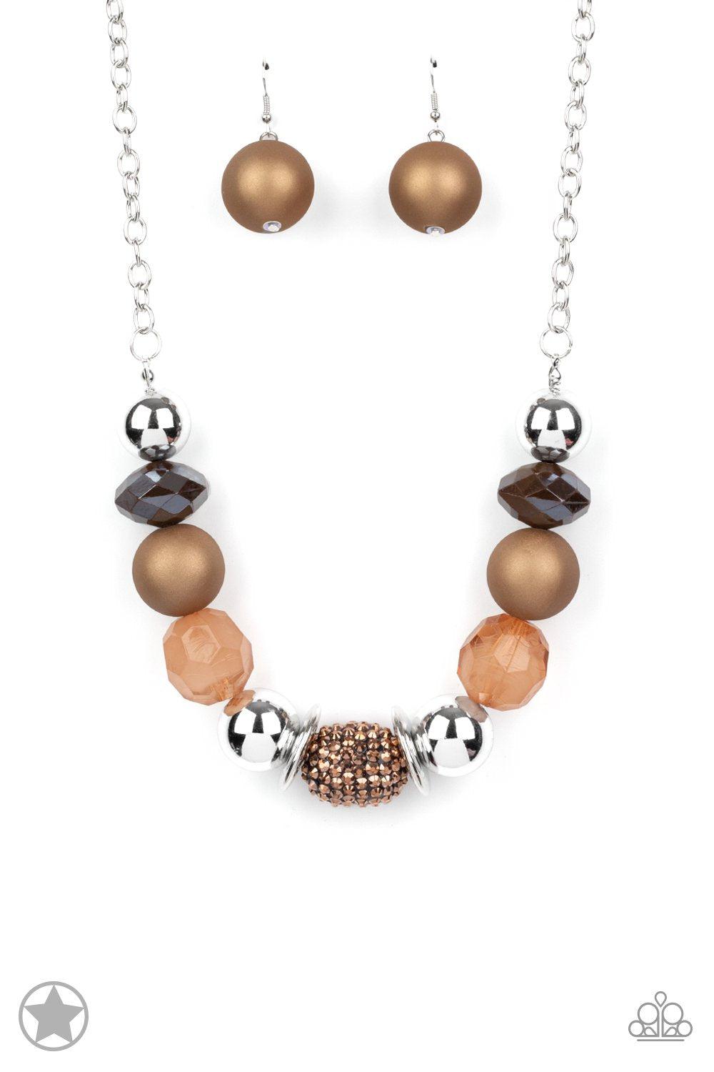 A Warm Welcome Copper Bead Necklace and matching Earrings - Paparazzi Accessories- lightbox - CarasShop.com - Paparazzi Jewelry by Cara Jewels