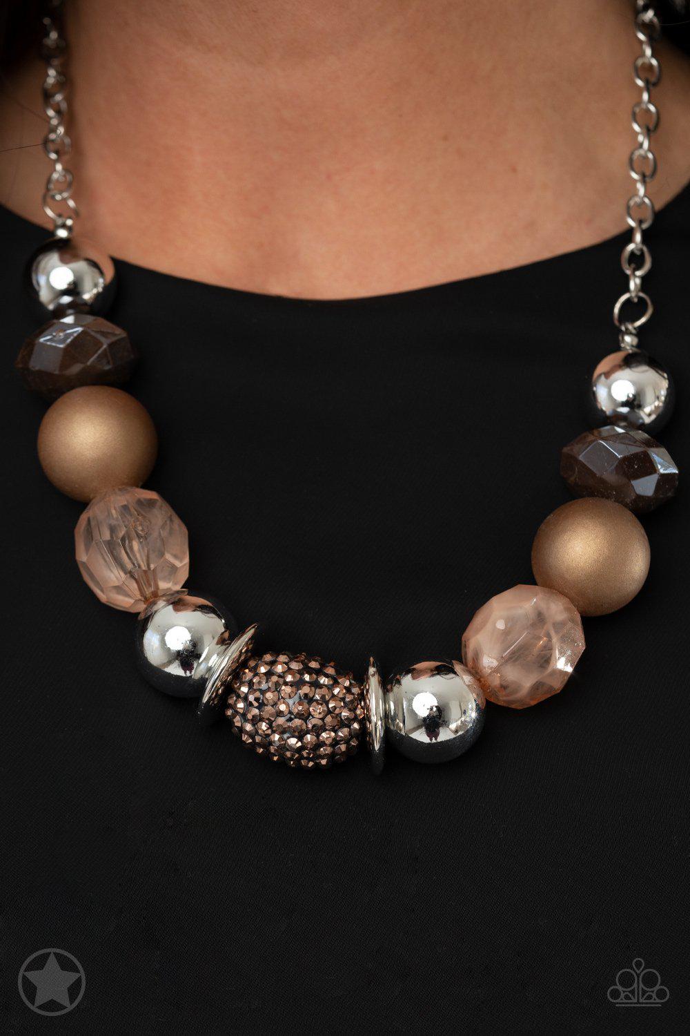 A Warm Welcome Copper Bead Necklace and matching Earrings - Paparazzi Accessories- lightbox - CarasShop.com - Paparazzi Jewelry by Cara Jewels