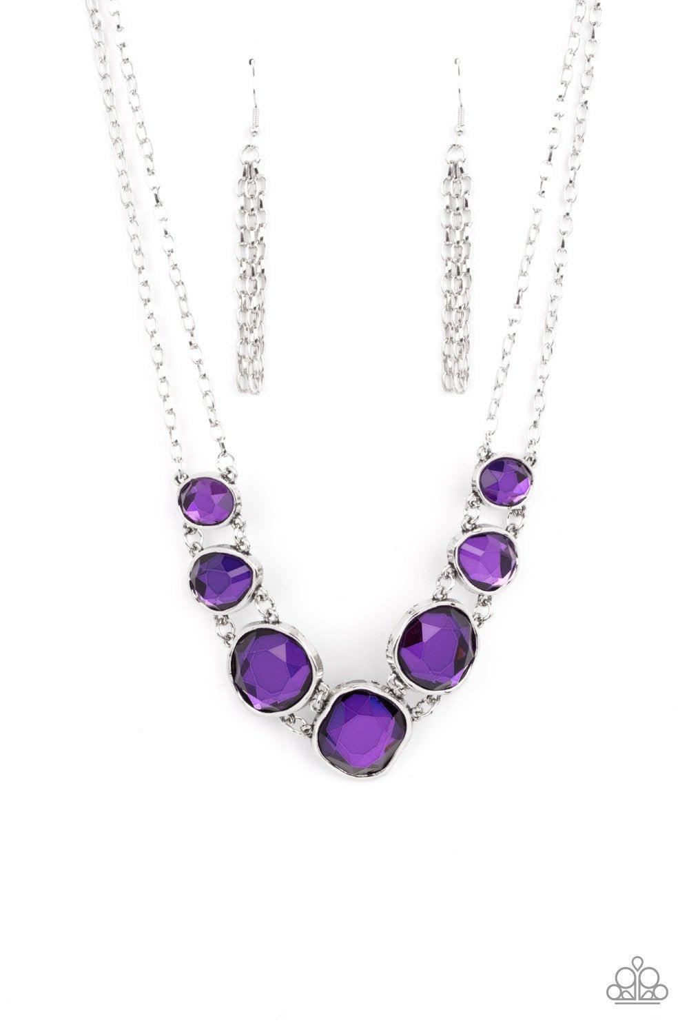 Absolute Admiration Purple Rhinestone Necklace - Paparazzi Accessories- lightbox - CarasShop.com - Paparazzi Jewelry by Cara Jewels