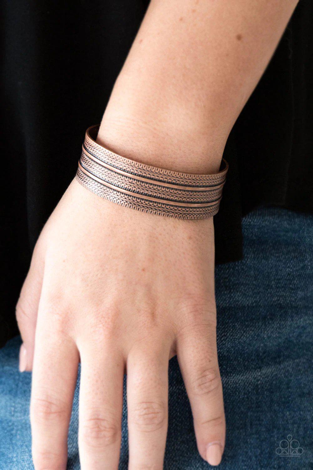 Absolute Amazon Copper Bracelet - Paparazzi Accessories- on model - CarasShop.com - Paparazzi Jewelry by Cara Jewels