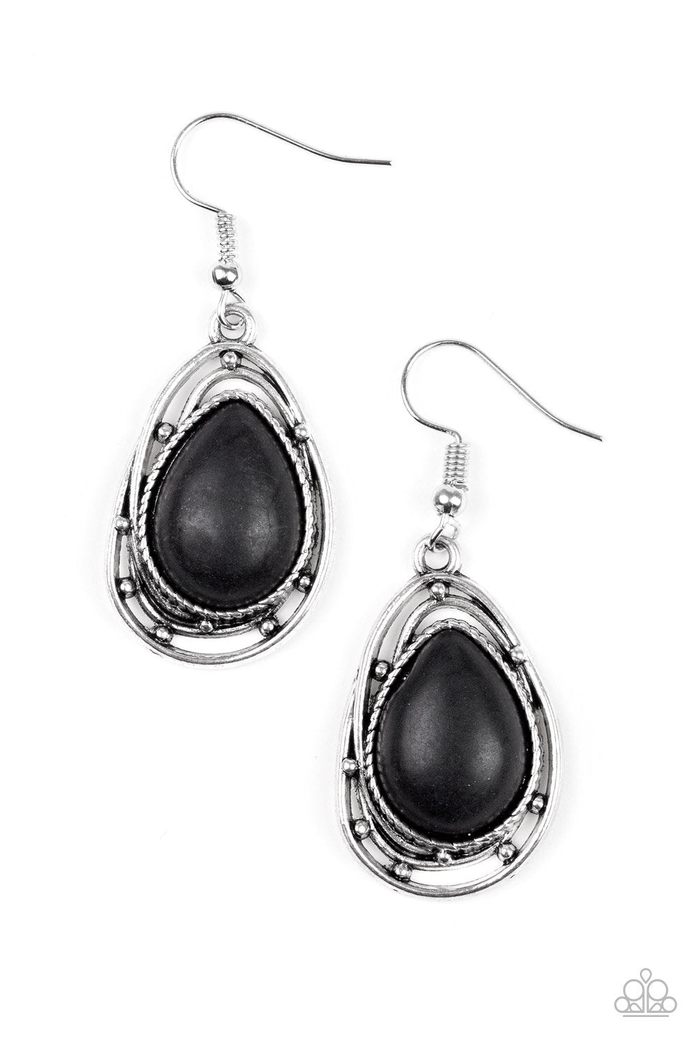 Abstract Anthropology Black Stone Earrings - Paparazzi Accessories- lightbox - CarasShop.com - Paparazzi Jewelry by Cara Jewels
