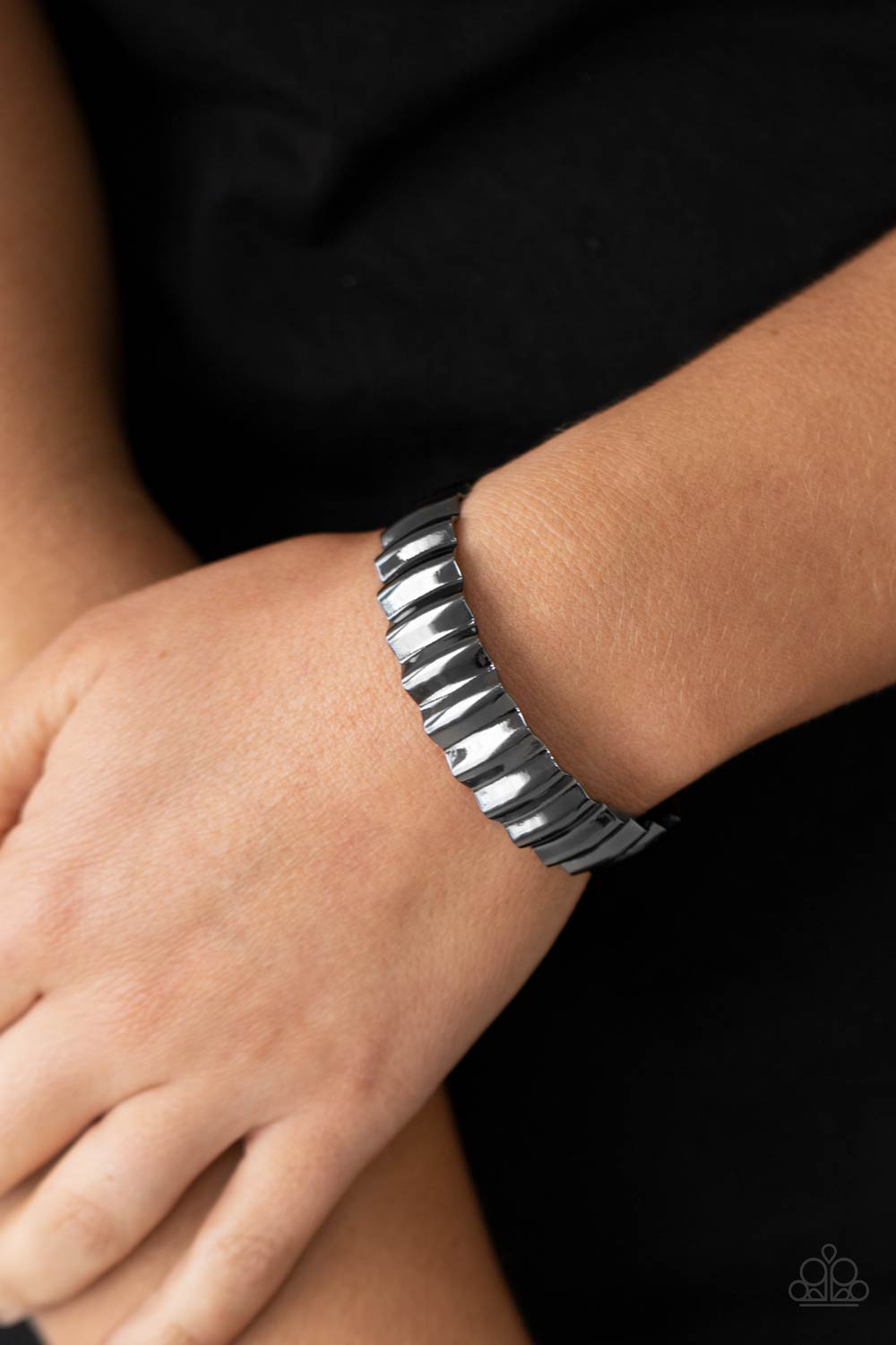 Across the HEIR-waves Black Bracelet - Paparazzi Accessories- lightbox - CarasShop.com - Paparazzi Jewelry by Cara Jewels
