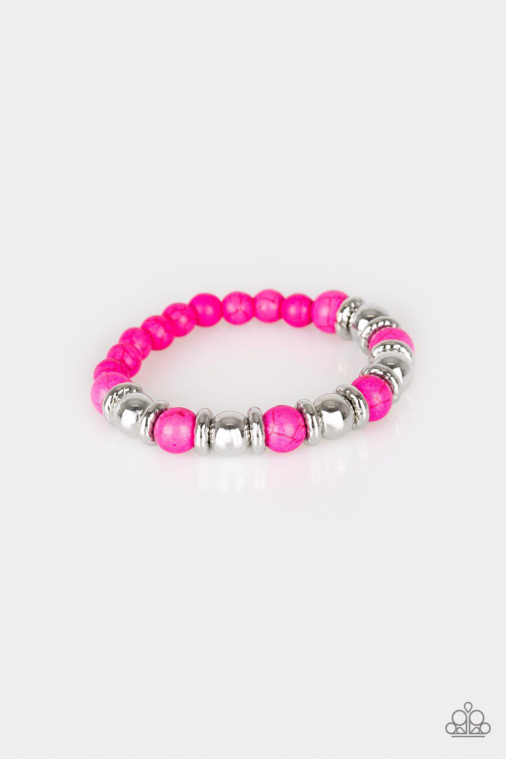 Across The Mesa Pink Stone Stretch Bracelet - Paparazzi Accessories- lightbox - CarasShop.com - Paparazzi Jewelry by Cara Jewels