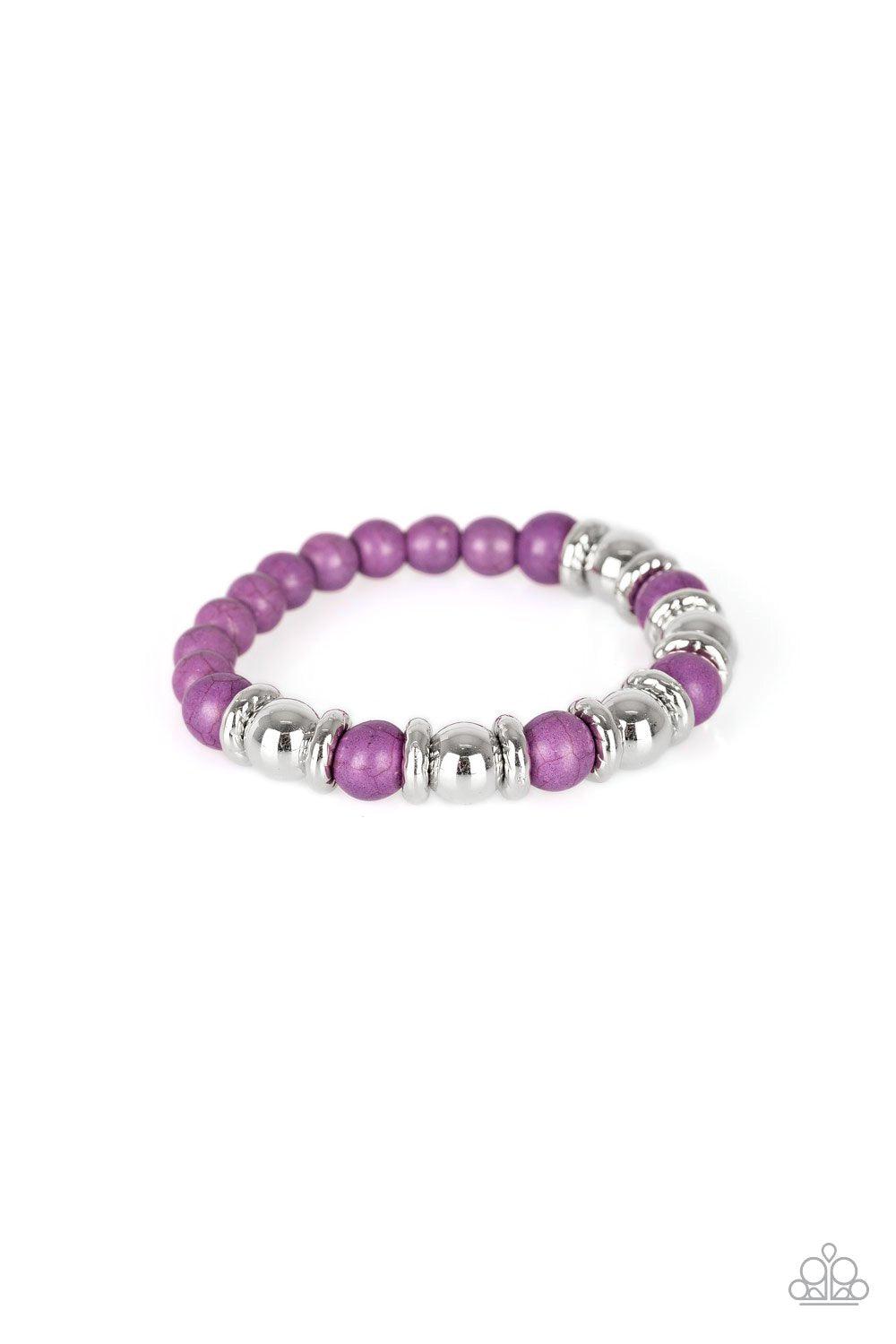Across The Mesa Purple Stone Stretch Bracelet - Paparazzi Accessories- lightbox - CarasShop.com - Paparazzi Jewelry by Cara Jewels
