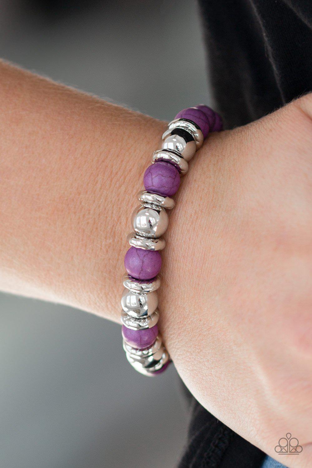Across The Mesa Purple Stone Stretch Bracelet - Paparazzi Accessories- lightbox - CarasShop.com - Paparazzi Jewelry by Cara Jewels