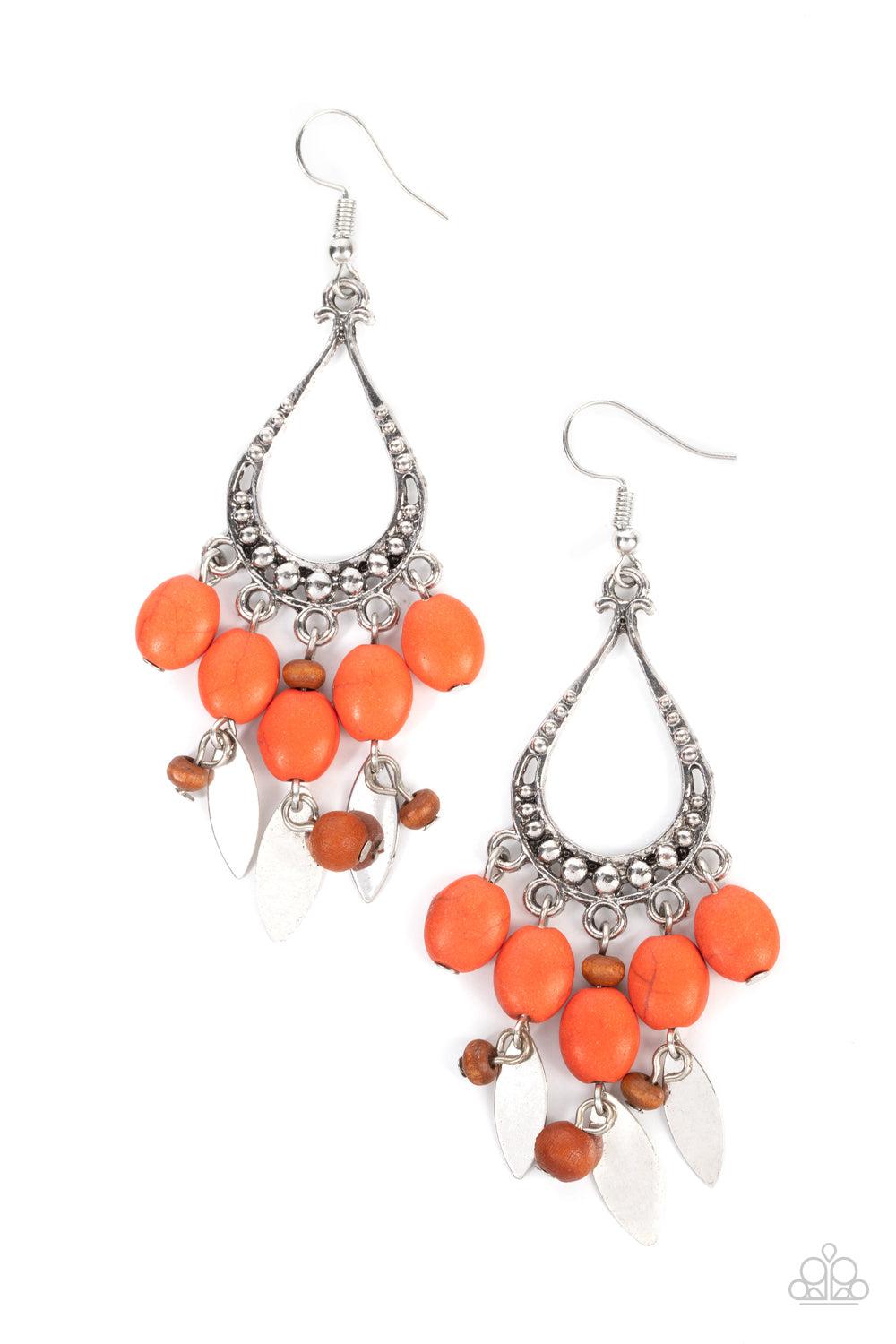 Adobe Air Orange Stone Earrings - Paparazzi Accessories- lightbox - CarasShop.com - Paparazzi Jewelry by Cara Jewels