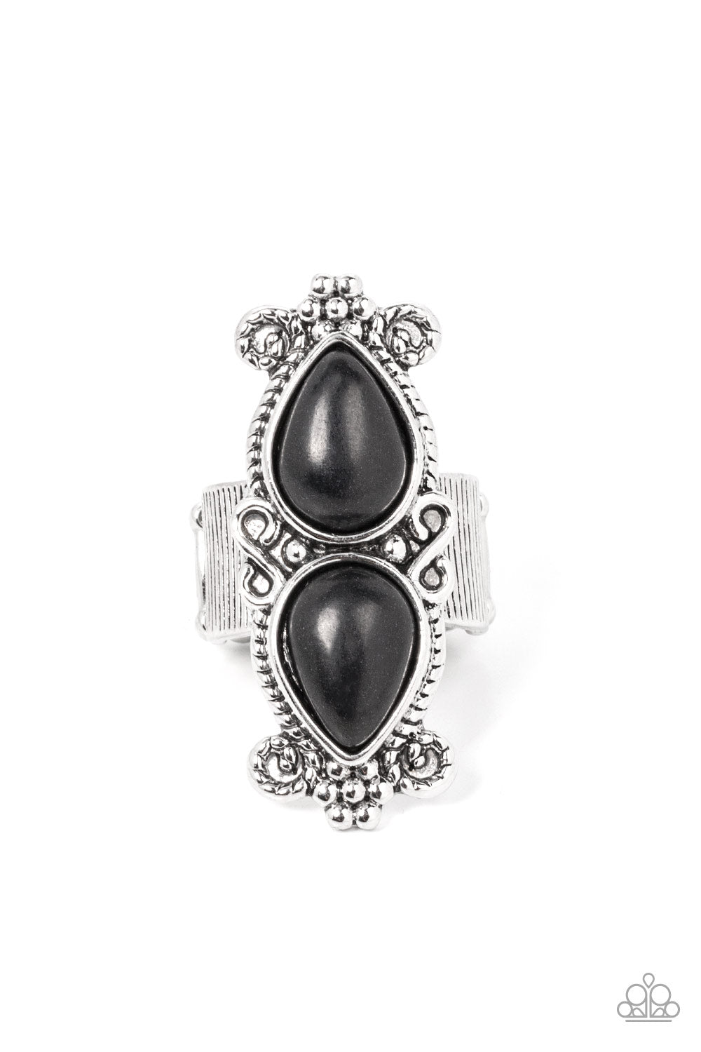 Adobe Garden Black Stone Ring - Paparazzi Accessories- lightbox - CarasShop.com - Paparazzi Jewelry by Cara Jewels