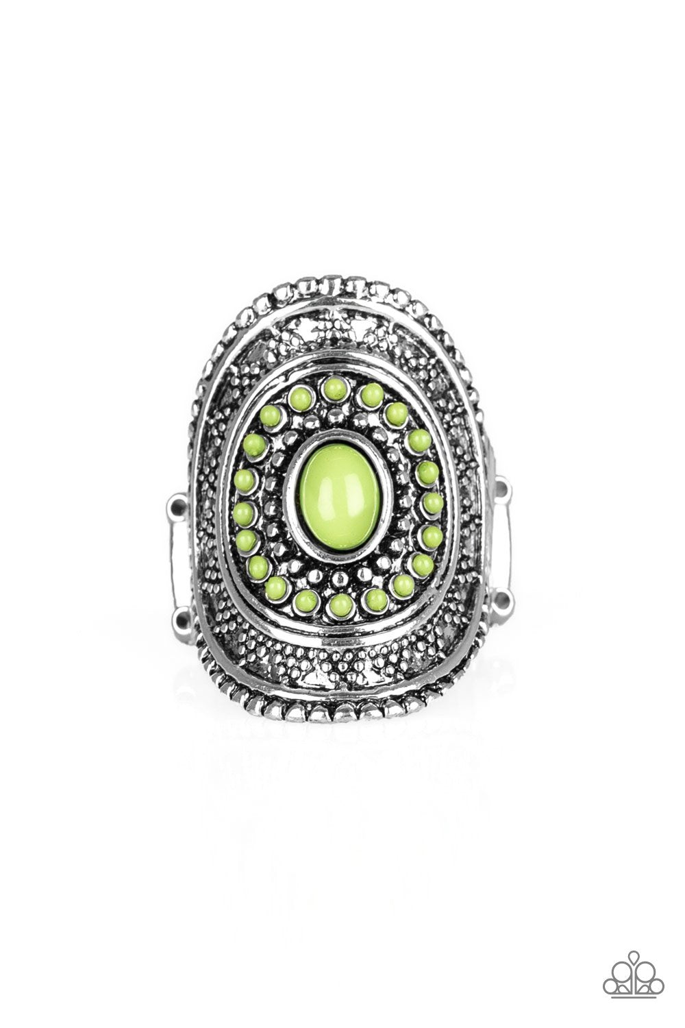 Adventure Venture Green and Silver Ring - Paparazzi Accessories- lightbox - CarasShop.com - Paparazzi Jewelry by Cara Jewels