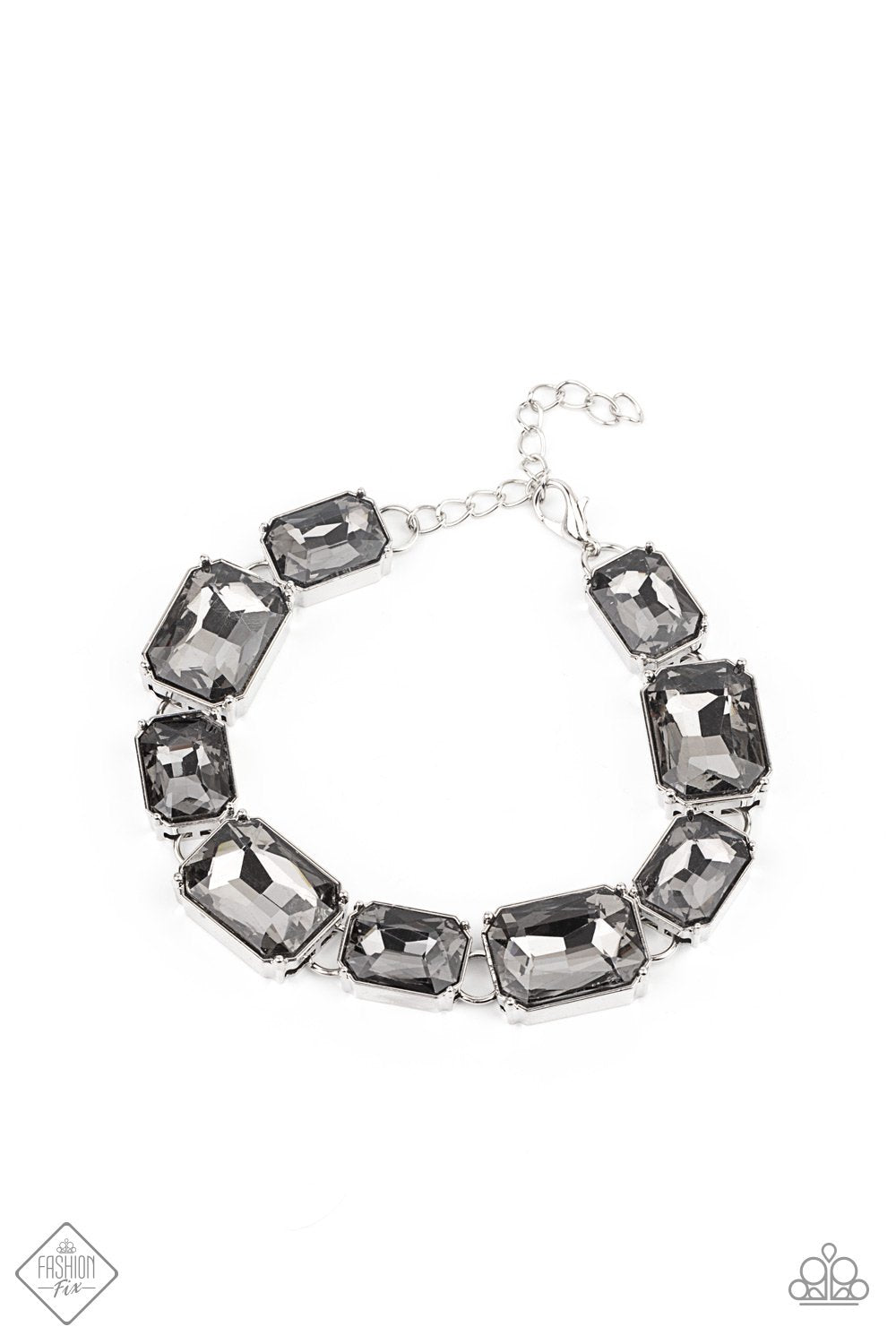 After Hours Silver Smoky Rhinestone Bracelet - Paparazzi Accessories- lightbox - CarasShop.com - Paparazzi Jewelry by Cara Jewels