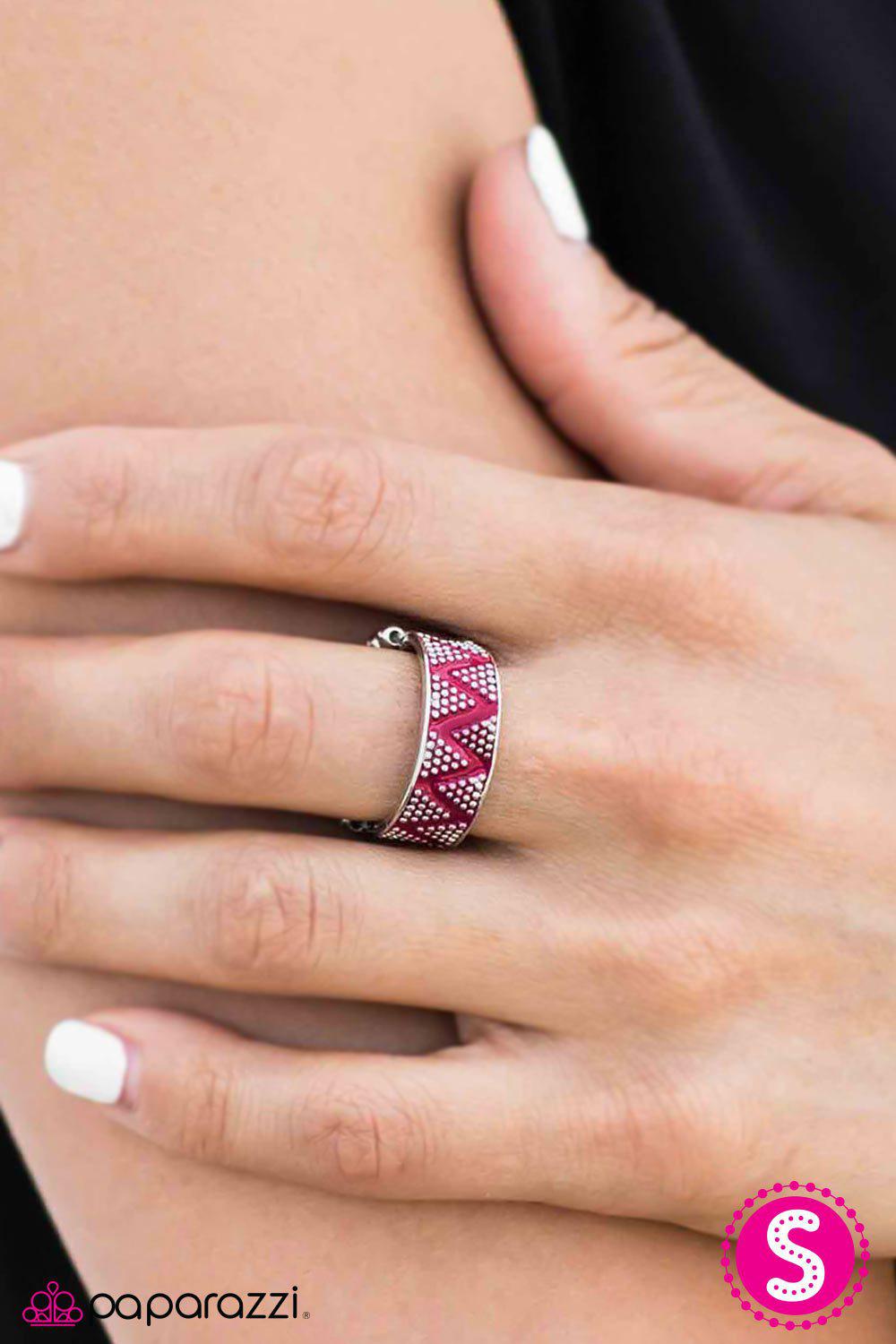 AfterShocks Pink and Silver Ring - Paparazzi Accessories- on model - CarasShop.com - Paparazzi Jewelry by Cara Jewels