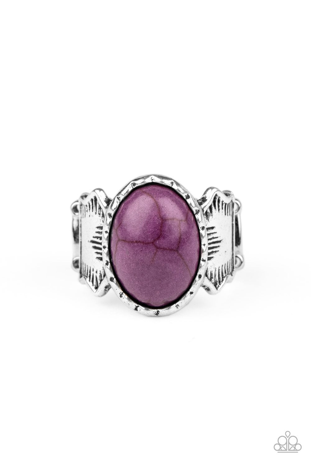 Ain't No Mesa High Enough Purple Stone Ring - Paparazzi Accessories- lightbox - CarasShop.com - Paparazzi Jewelry by Cara Jewels