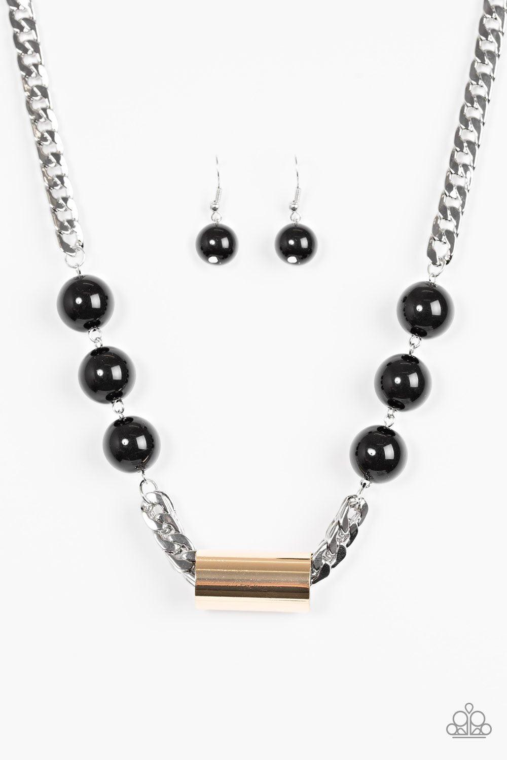 All About Attitude Silver, Gold and Black Bead Necklace - Paparazzi Accessories- lightbox - CarasShop.com - Paparazzi Jewelry by Cara Jewels