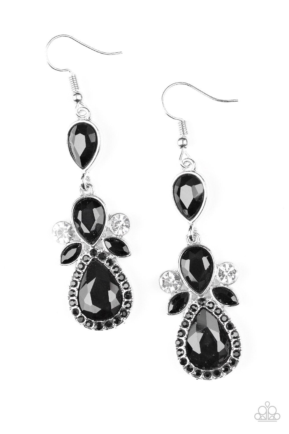 All About Glam Black Earrings - Paparazzi Accessories- lightbox - CarasShop.com - Paparazzi Jewelry by Cara Jewels